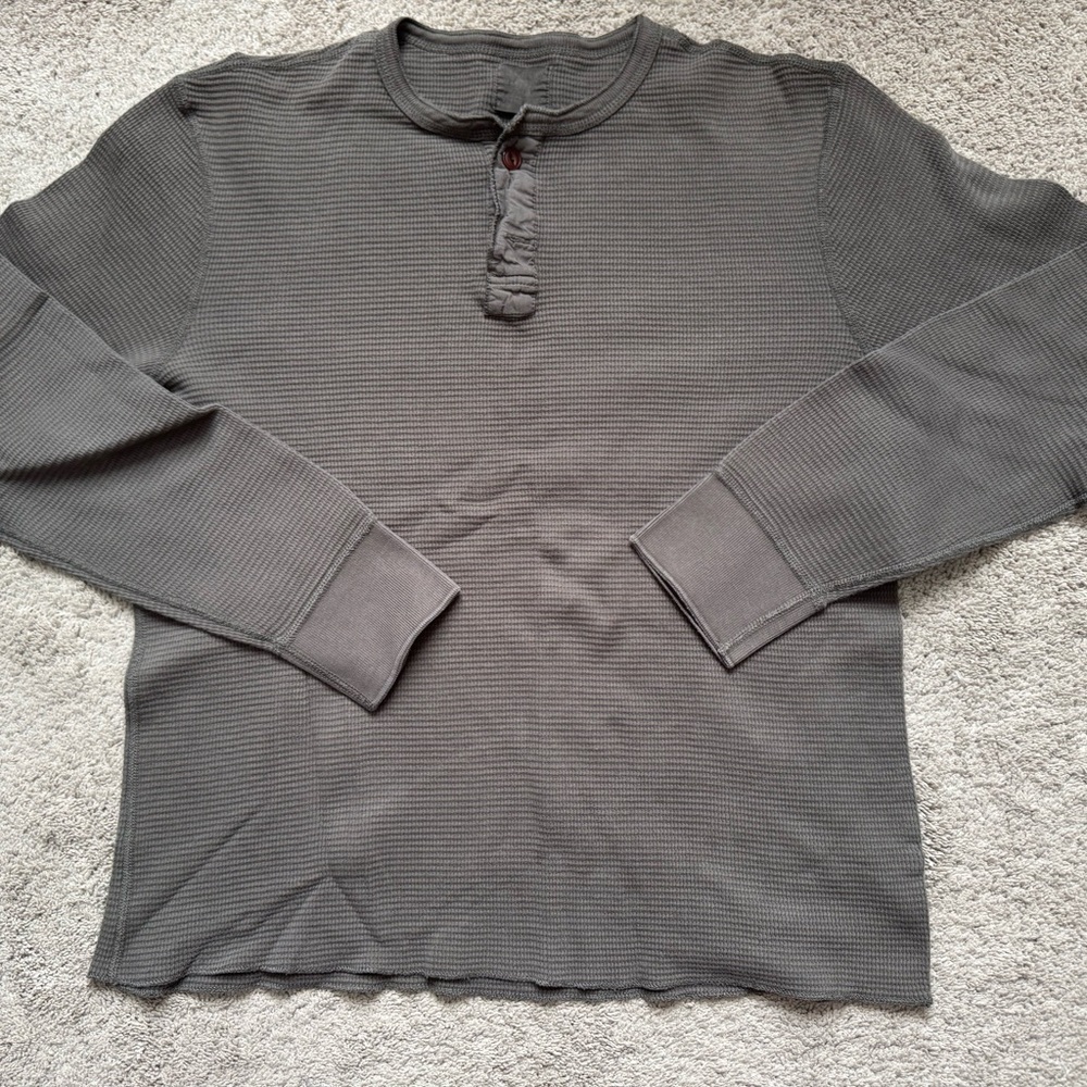 J.Crew Waffle Knit Thermal Henley Top Womens Small Brown